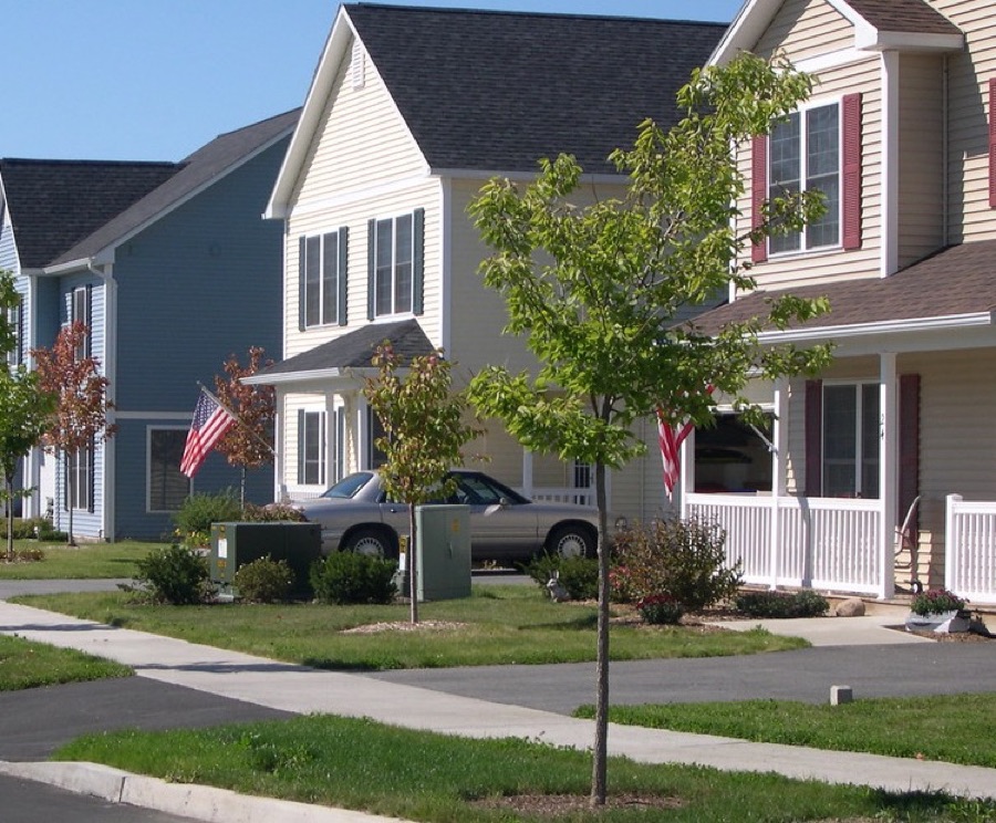 Sample two-story colonial-style home with a covered front porch